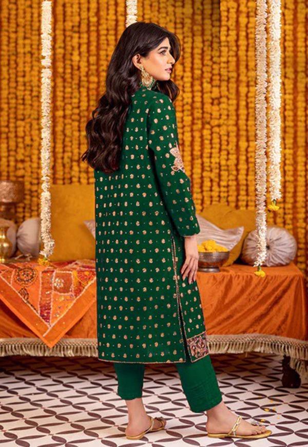 2 pcs Women's Stitched Katan Silk Embriodered  Suit