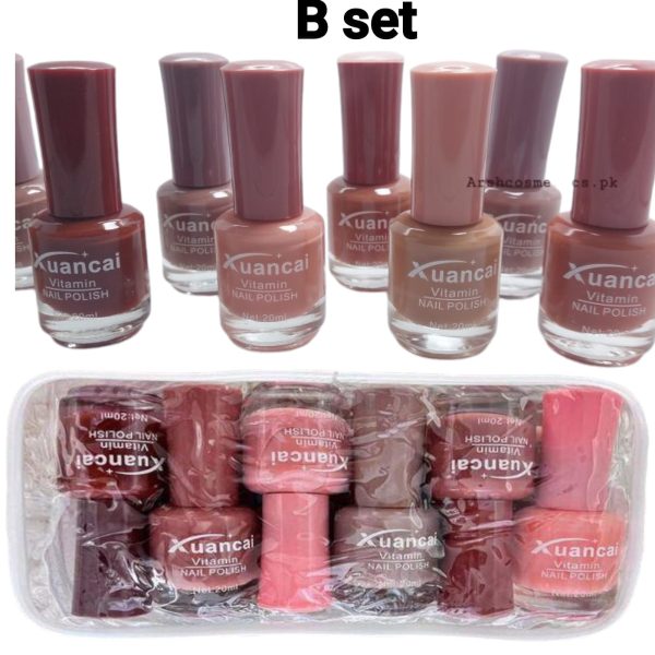 Set Of 6 Nail Paints With Bag