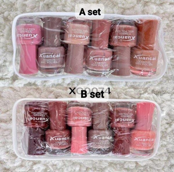 Set Of 6 Nail Paints With Bag